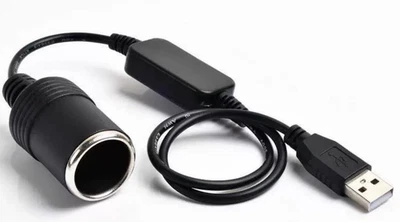Neu! 60cm KFZ Zigarettenanzünder-Adapter Stromkabel 5V USB auf 12V Buchse Auto - Bild 1 von 4