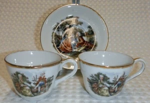 2 tazze Demitasse e 1 piattino coppia corteggiamento Giappone occupato vintage SKG coloniale - Foto 1 di 8
