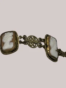 Gold tone filigree 5 Cameo bracelet - Picture 1 of 4