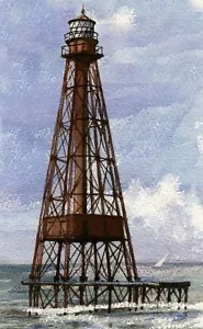 Sombrero Key Lighthouse, Florida. Watercolor Notecards - Picture 1 of 2