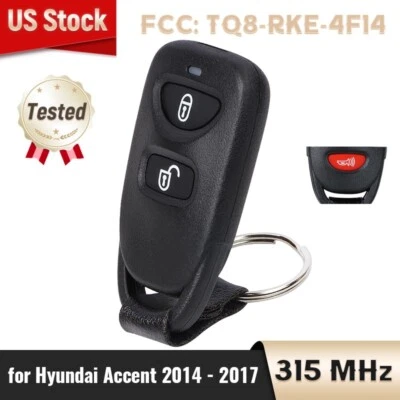 FOR 2014 2015 2016 2017 HYUNDAI ACCENT REMOTE KEY FOB 95430-1R300 TQ8-RKE-4F14 - Image 1 of 4
