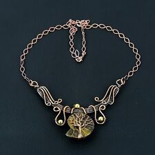 Tree Of Life Ammonite Fossil Gemstone Handmade Copper Wire Wrap Jewelry Necklace