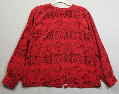 Blusa de Colección Evan Picone Seda Top Para Mujer’s 12 Rojo Negro Paisley Pergaminos Manga Larga Foto 1 de 4