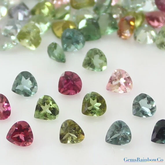 Natural Tourmaline Multi Color 3.5mm to 7mm Heart Faceted gemstones AA Quality - Image 1 of 1
