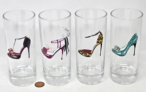 VTG Set of 4 Highball Glasses 8oz Stylish Stiletto High Heels Clear Tumblers HTF - Picture 1 of 9