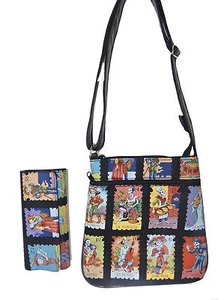 A Cross Body Bag & A Matching Wallet " CARTAS LOTERIA" PATTERN, New, 2 items - Picture 1 of 7
