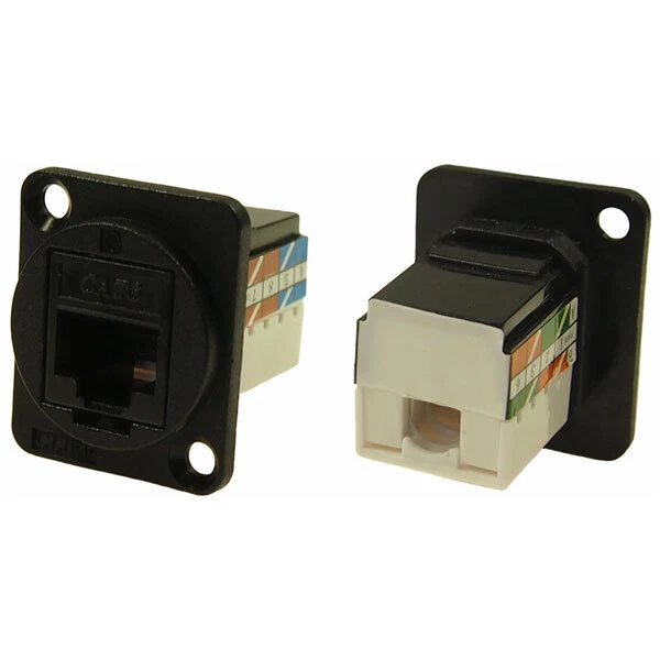 Cliff CP30227 Cat6 IDC feedthrough connector, black plastic frame, CSK holes - Image 1 of 1