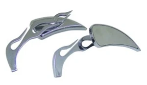 Universal Chrome Tribal Flame Mirrors For Harley Chopper Bobber 47002 - Foto 1 di 2