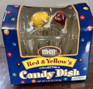 Official M&M's Red & Yellow's Collectible Candy Dish 5.3 oz M&M Bag Inside New - Picture 1 of 10