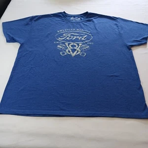 Newport Mens Blue American Quality Ford V8 T-Shirt Short Sleeve Size 2XL - Picture 1 of 10