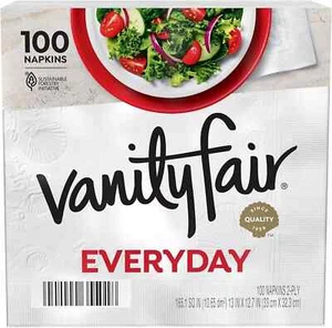 Vanity Fair Everyday Paper Napkins, 100 Count, Soft and Smooth for Everyday Meal - Picture 1 of 6