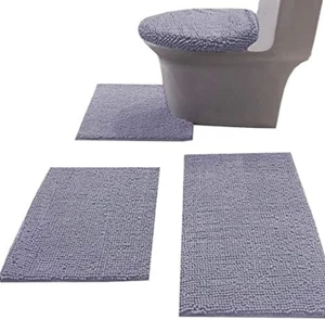 Chenille Bath Rug Set 4 Piece with Toilet Lid Cover and Rug Set Combo, Soft Shag - Picture 1 of 6