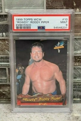 1999 Topps WCW #10 Embossed 'ROWDY' RODDY PIPER PSA 9 Mint  - Image 1 of 2