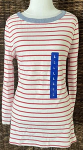 NWT Nautica 100% Cotton Striped Top, Red White Blue, L - Picture 1 of 6