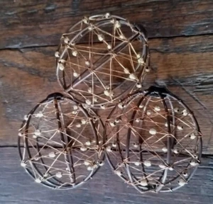 3 Kupferdraht gedrehte Kugeln, Deko Lichterkette Ersatz oder Dekokugeln - Bild 1 von 6