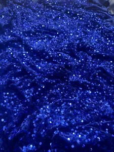 1 mtr royalblaues Paillettenkleid leichter Stretch Samtstoff..58” breit(147cm) - Bild 1 von 5