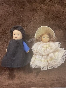 Vintage Porcelain Miniature 3” Victorian Dolls Collectible Movable Leg/Arm - Picture 1 of 24
