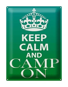 Blechschild Spruch 30x40 cm Keep Calm and camp on Camping Deko Schild tin sign - Picture 1 of 5