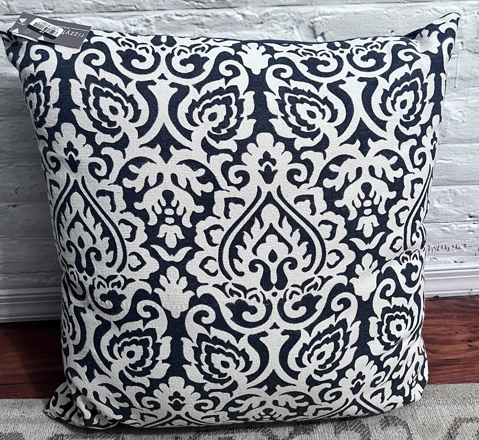 22"x22" Dulane Damask Square Throw Pillow - Rizzy Home - Image 1 of 4