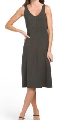 Elie Tahari Women's Brown Ribbed Knit A-Line Midi-Dress. NWT Size Large. $225 - Image 1 of 4