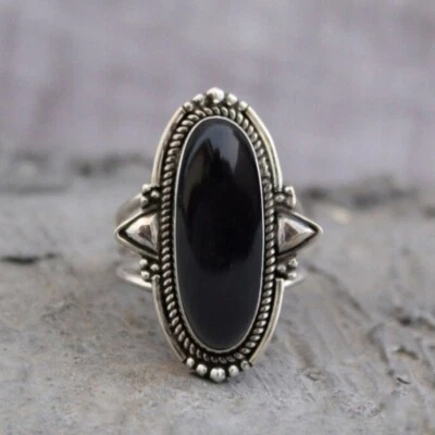 Anello In Argento Sterling 925 Donna Onice Pietra Naturale Tutte Le Taglie - Immagine 1 di 4