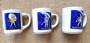 Vintage Morton Salt Girl Ceramic Coffee Cup Mug Lot Of 3 When It Rains It Pours - Picture 1 of 5