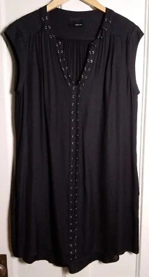 Vestido Greylin Para Mujer Talla M Negro Gasa Sin Mangas Con Cordones Ojales Bolsillos Foto 1 de 4