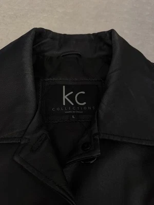 Chaqueta de cuero genuino para mujer KC Collection negra talla L - clásica minimalista Foto 1 de 4