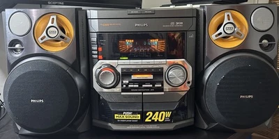 *Tested Works* Philips Hi-Fi FW-C399/37 120V-60Hz 175W 3-CD Dual Cassette Stereo - Image 1 of 4