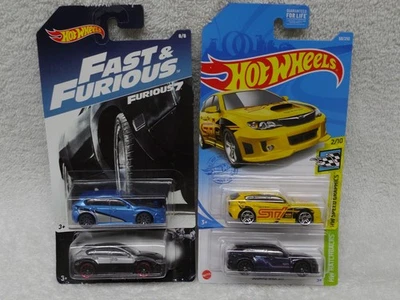 Hot Wheels lot of 4 Subaru WRX Sti Yellow Blue Fast & Furious Blue & Silver - Image 1 of 4