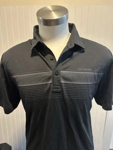 Travis Matthew Men's Black State Of The Art 2.0 Chest Stripe Polo Size Medium ￼ - Picture 1 of 5