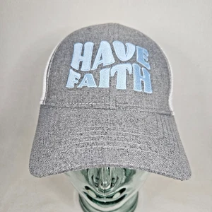 Makeup Resistant Sweat Band HAVE FAITH Womens Gray Ponytail Snapback Trucker Hat - Picture 1 of 8