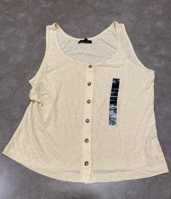 Blusa Banana Republic amarilla de lino sin mangas para mujer talla grande Foto 1 de 4