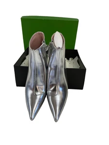 Kate Spade Garnish Zip-up Pump Booties KJ201 Silver 8.5B Women’s - Picture 1 of 6