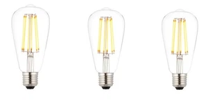 3x E27 Pear shaped Filament Bulbs 6W Dimmable Amber LED  1800K Warm Vintage Glow - Picture 1 of 2