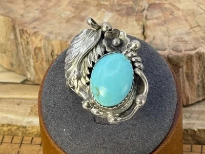 Anillo Turquesa Vintage Navajo Esterlina Bella Durmiente Talla 8.25--2NL25.91 Foto 1 de 4