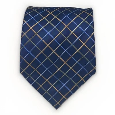 Gravata masculina Claiborne 100% seda listrada azul bordada feita à mão negócios casual - Imagem 1 de 4