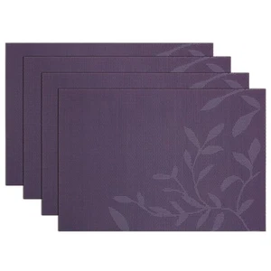 Placemats Set of 4 Woven Vinyl Place Mats for Dining Table Wipe Clean Non - Picture 1 of 9
