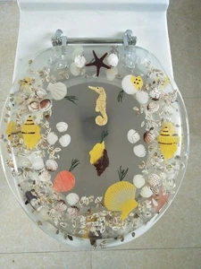 Daniel's Bath & Beyond 19" Clear Seahorse Polyresin Toilet Seat, - Picture 1 of 1