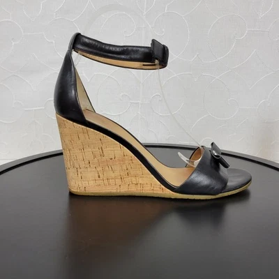 Sandalias Marc by Marc Jacobs Logo Disco Mujer Talla 9 Negro Corcho Cuero Cuña Foto 1 de 4