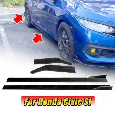 Faldón lateral negro brillante para Honda Civic SI cupé sedán + labio divisor lateral trasero Foto 1 de 4