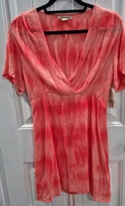 Billabong Minikleid Damen Größe M Pfirsich und Rosa Töne V-Ausschnitt Kurzarm - Bild 1 von 17