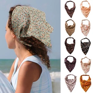 Women Hair Scarfs Head Bandanas Floral Triangle Head Scarf Hair Accessories - Picture 1 of 54