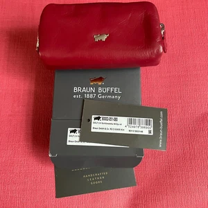 BRAUN BÜFFEL Golf 2.0 Red Leather Car Key Case with Zips, Boxed Brand New - Picture 1 of 7