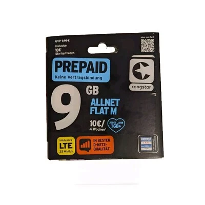 Congstar Prepaid wie ich will Handy german SIM Karte 10€ Guthaben D1 Telekom