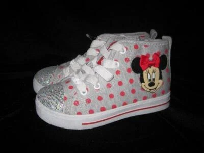MINNIE MOUSE GRAY/RED HIGH~HI TOP SNEAKER~TENNIS SHOE~BOOT~TODDLER SZ 11~NWOT - Image 1 of 4