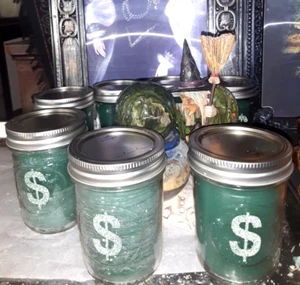 Luck Money Prosperity Hoodoo Green Candles Jobs Opportunities Wealth Building - Picture 1 of 12