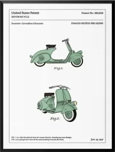 VESPA - Patente de scooter impresión artística póster cartel imagen NUEVO - Imagen 1 de 4