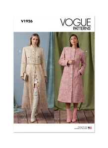 Vogue V1926 Sewing Pattern Misses' Coat Collar Options Y5 (18-20-22-24-26) UNCUT - Picture 1 of 8