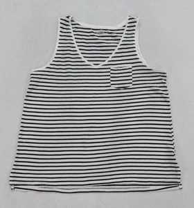 Old Navy Women's Tank Top Size XL Black & White Striped Stretch V-neck - Picture 1 of 15